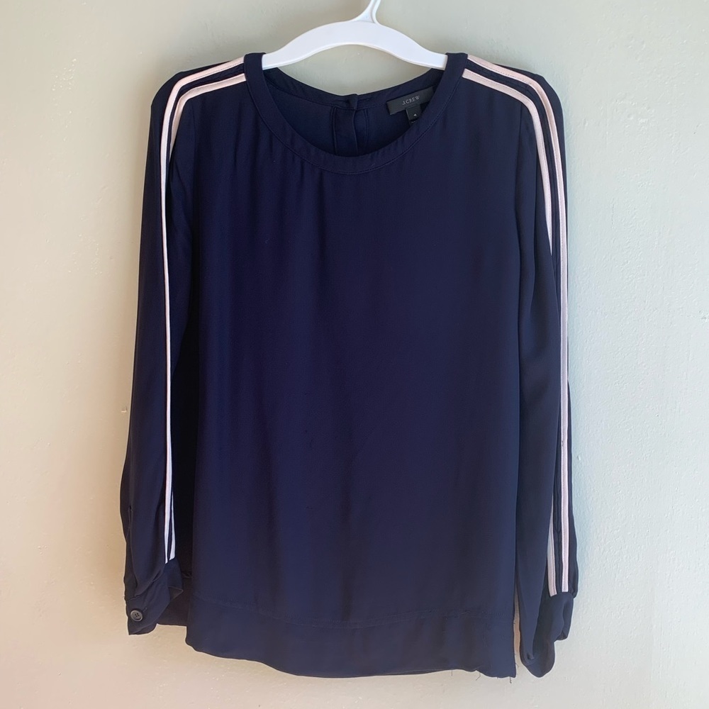 J. Crew blue striped sleeve jersey size 4